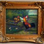 Schilderij "Kippen Op De Binnenplaats". thumbnail 3