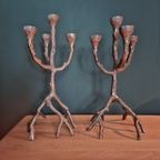Set Van 2 Aluminium Kandelaars 52 Cm Hoog thumbnail 9