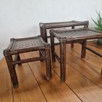 Vintage Manou Bamboe Nest Tafeltjes Mimi Set Jaren 70. thumbnail 6