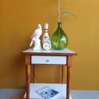 Vintage Brocante Houten Tafeltje Met Formica Blad En Lade thumbnail 3