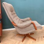 Deens Design Relax Fauteuil Met Voetenbank En Teak Hout thumbnail 15