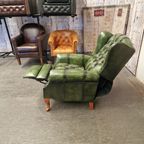 Chesterfield Lazychester Relax Fauteuil – Antiek Groen, Leer thumbnail 5