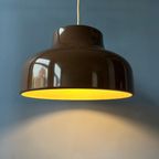 Vintage Mid Century Metalen Hanglamp In Bruin thumbnail 5