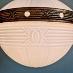 Grote Art Deco-Hanglamp In Witte Opaline En Messing, 1920 thumbnail 7