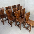 10x Vintage Brutalist Stoelen – Eik thumbnail 3