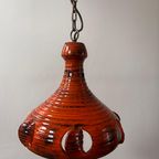 Vintage Hanglamp, West Duitse Lavalamp, Oranje Keramiek, Mid Century thumbnail 12