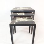 Vintage Stone Side Table Set | Nesting Tables Grey thumbnail 7