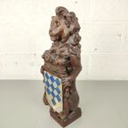 Antieke Houten Leeuw Met Wapenschild thumbnail 3