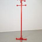 Postmoderne Beuken Staande Kapstok Vintage Italië '80 Rood thumbnail 5