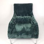 Vintage Design Fauteuil Nieuw Gestoffeerd Groene Rib thumbnail 5