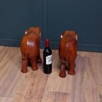 2x Antieke Houten Olifant P/st. thumbnail 6