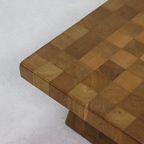 Brutalist Solid Blonde Oak Checkered Coffee Table 1970S thumbnail 7