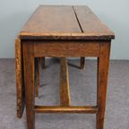 Prachtig Antieke 18E Eeuwse Engelse Eikenhouten Side Table, Drop Leaf Table thumbnail 7