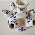 Porselein Tulpenvaas Tulpenvaasje Blauw Wit Vintage Vaasje thumbnail 4