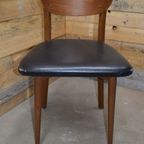 Retro Stoeltje Teak Met Zwarte Bekleding thumbnail 2