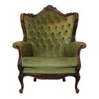 Klassieke Groene Club Zetel Oorfauteuil Louis Quinze Barok thumbnail 10