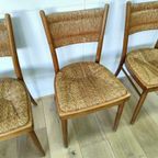 Vier Mid Century Rieten Eettafel Stoelen | 4 Stoelen Set thumbnail 9