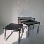 Mid Century Mimiset Nest Tafeltjes Hout En Chroom thumbnail 4
