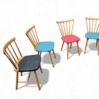 4 X Spindle Chair / Blue / Red / Black 1960s thumbnail 3