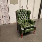 Chesterfield Lazychester Relax Fauteuil – Antiek Groen, Leer thumbnail 4