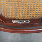 Originele Set Van 8 Hoge Vintage Donkerbruine Bentwood Thonet Stoelen Model “Lange Jan/ Long John thumbnail 19