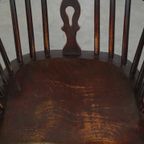 Set Van 2 Prachtige Donkere Antieke Engelse Lowback Windsor Stoelen/eetkamerstoelen thumbnail 6
