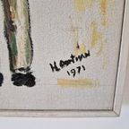 Jaren 70 Olieverf Op Doek Clown Gesigneerd thumbnail 5