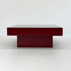Mid Century Rode Italiaanse Salontafel Met Glazen Blad thumbnail 8
