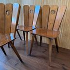 4X Vintage Brutalist Franse Stoelen thumbnail 2