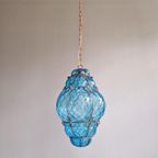 Grote Venetiaanse Hanglamp In Blauw Murano-Glas thumbnail 4