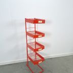 Rood Metalen Winkelvitrine Winkelrek Met Manden Vintage thumbnail 18