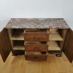 Vintage Antiek Dressoir, Tv Meubel Ladekast Met Marmer Blad thumbnail 7