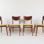 4 Deense Stoelen Teak Fineer Okergeel | Dining Chairs Teak thumbnail 5