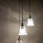 Vintage Hollywood Regency Cascade Goud/messing Hanglamp Met 3 Transparant Glazen Kelken, 1960s thumbnail 11