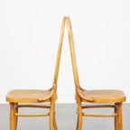 Set Van 2 Hoge Vintage Lichtbruine Bentwood Thonet Stijl Stoelen Model “Lange Jan/ Long John” thumbnail 5