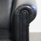 Prachtige Set Van 2 Zwarte Engelse Stijl Rundleren Clubfauteuils Met Een Tijdloos Design thumbnail 4