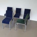 Set Of 5 Vintage Bend Aluminium Dining Chairs With 5 Blue / 5 Green Covers. Very Goed Condition / thumbnail 14