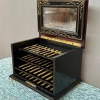 Humidor Voor Sigaren. Ebbenhout, Kristalglas. Napoleon Iii. thumbnail 7