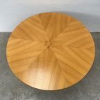 Vintage Salontafel Rond, Notenhout, Middenpoot - Alma 100cm thumbnail 6