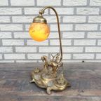 Messing Inktstel Met Glaspasta Lamp thumbnail 7