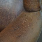 Grote, Comfortabele En Correct Afgewerkte Schapenleren Oorfauteuil In Een Goede Staat thumbnail 13
