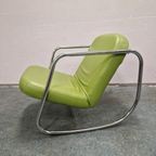 90'S Vintage Fauteuil Groene Buizenframe Stoel Schommelstoel thumbnail 3