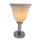 Vintage - Chalice Shaped - Desk Lamp - Hema - Opaline Glass On Chromed Base thumbnail 8