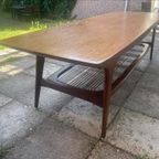 Vintage Teakhouten Salontafel Met Vlechtwerk thumbnail 7