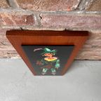 Mid Century Vrouwelijke Robin Hood, Vintage Wanddecoratie, Hout Met Tegels Jaren 60 thumbnail 8