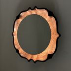 Mid-Century Round Backlit Brown Ceramic Wall Mirror From Pan Keramik, Germany, 1970S thumbnail 5