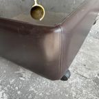 Coffee Table With Leather & On Wheels thumbnail 3