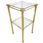 Hollywood Regency Bijzettafel Etagère Messing Glas 1970s thumbnail 2