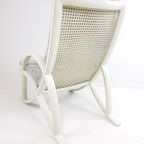 Vintage Unieke Fauteuil Wit Rattan Eighties Grijs Roze Wit thumbnail 6