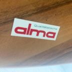 Vintage Salontafel Rond, Notenhout, Middenpoot - Alma 100cm thumbnail 7
